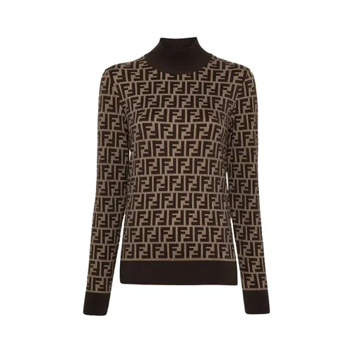 Áo Len Nữ Fendi Brown Turtleneck Top - FZXC73 ASJT F0GGE Màu Nâu Size 38
