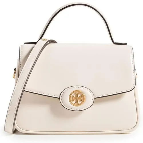 Túi Đeo Chéo Nữ Tory Burch Robinson Spazzolato Leather Shoulder Bag White Màu Trắng