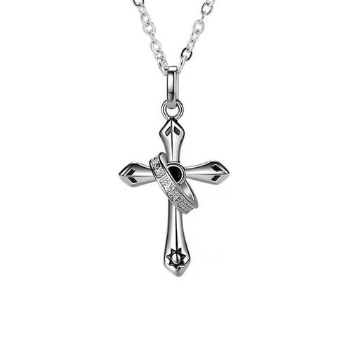 Dây Chuyền Nam Lili Jewelry Bạc Đính Đá CZ Hình Thánh Giá Chữ T Chữ Thập Kyren LILI_131731 Màu Bạc