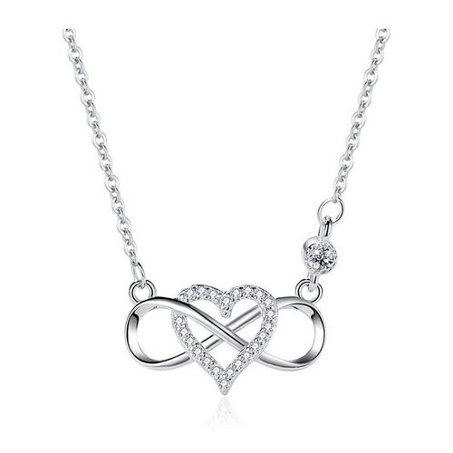 Dây Chuyền Nữ Lili Jewelry Bạc Đính Đá CZ Trái Tim Tình Yêu Vô Cực LILI_451873 Màu Bạc