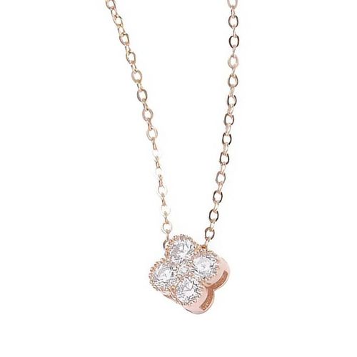 Dây Chuyền Nữ Lili Jewelry Đính Đá CZ Hình Cỏ 4 Lá Đa Sắc Lea LILI_097910 Màu Trắng