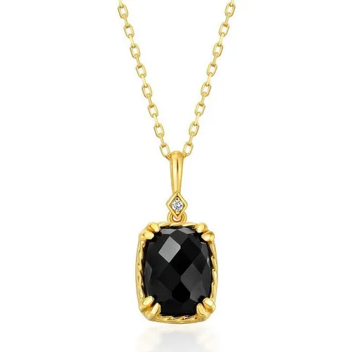 Dây Chuyền Nữ Lili Jewelry Đính Đá Mã Não Mặt Vuông LILI_251787 Màu Vàng Gold/Đen