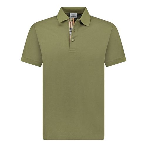 Áo Polo Nam Burberry Hartford Check Placket Olive Màu Xanh Rêu Size M