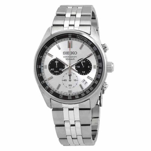 Đồng Hồ Nam Seiko Chronograph GMT Quartz White Dial Men Watch SSB425P1 Màu Bạc
