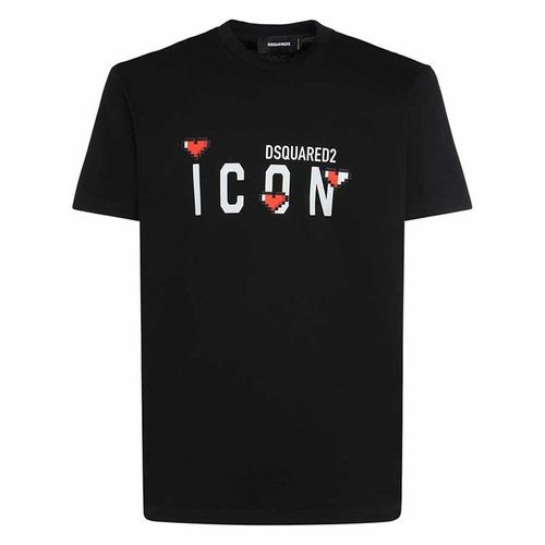 Áo Phông Nam Dsquared2 Icon Heart Cool Fit S79GC0076 Tshirt Màu Đen Size XS