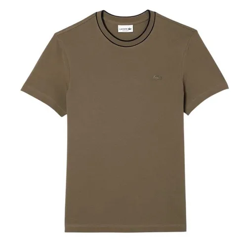 Áo Thun Nam Lacoste Lined Rib Neck Pique Tshirt TH1004 316 Màu Nâu Size 4