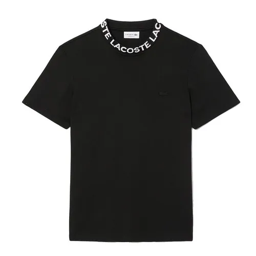 Áo Phông Nam Lacoste Jacquard Neck Pique TH2521 031 T-Shirt Màu Đen Size 4
