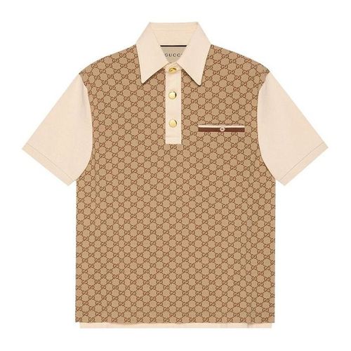 Áo Polo Nam Gucci GG Brown Jacquard Polo Shirt Màu Nâu Size M
