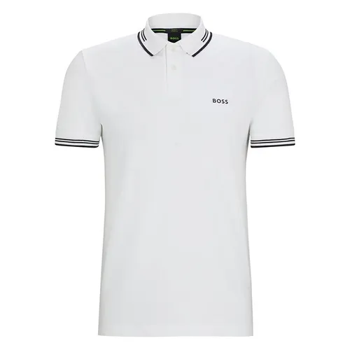 Áo Polo Nam Hugo Boss Stretch-cotton Slim-fit Polo Shirt With Branding 50506193 100 Màu Trắng Size S