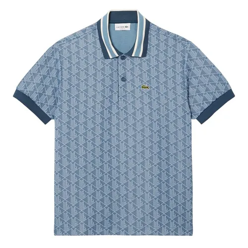Áo Polo Nam Lacoste Classic With Contrast Collar And Monogram Jacquard DH1417 51 HGI Màu Xanh Nhạt Size 5