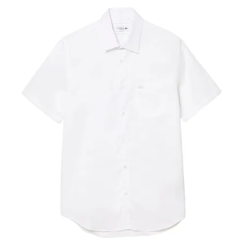 Áo Sơ Mi Cộc Tay Nam Lacoste Regular Fit Solid Cotton Shirt CH8528 51 001 Màu Trắng Size 38