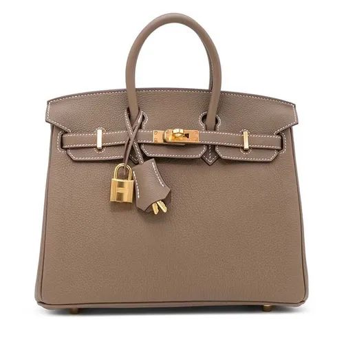 Túi Xách Tay Nữ Hermès Etoupe Togo Birkin 25 Gold Hardware Màu Xám