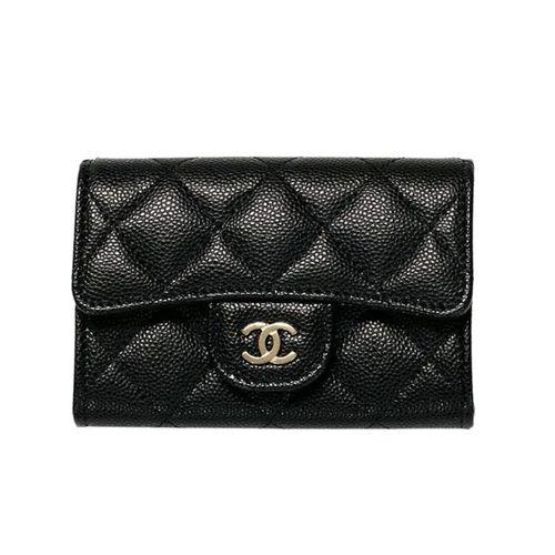 Ví Đựng Thẻ Nữ Chanel Classic Flap Card Holder Caviar Gold Hardware Màu Đen