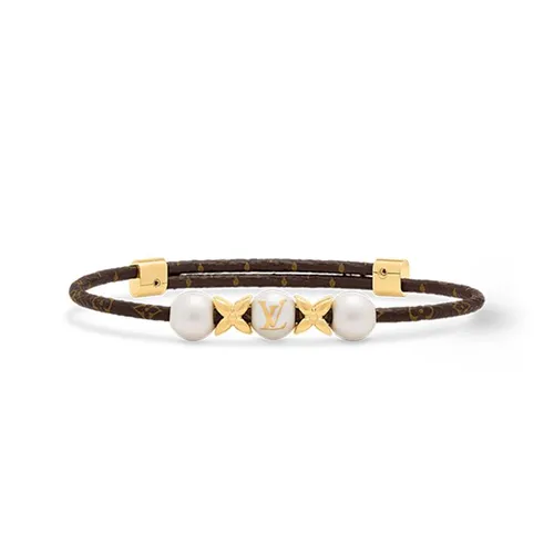 Vòng Đeo Tay Nữ Louis Vuitton LV Pearls Mix M4000Z Màu Nâu/ Vàng