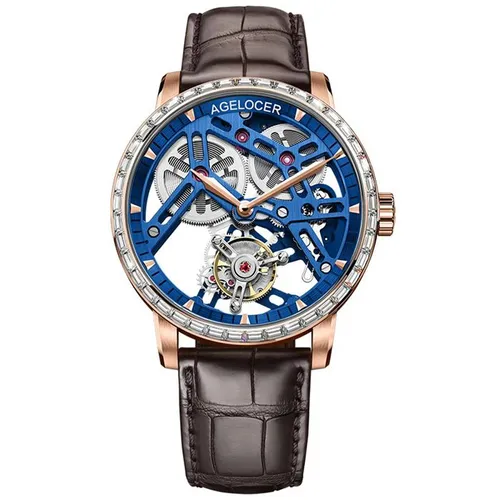 Đồng Hồ Nam Agelocer Bosch-Tourbillon 9004F2 Màu Xanh Nâu