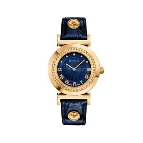 Đồng Hồ Nữ Versace Vanity Quartz Movement Blue Dial Ladies Watches, 35mm P5Q80D282 S282 Màu Xanh Vàng
