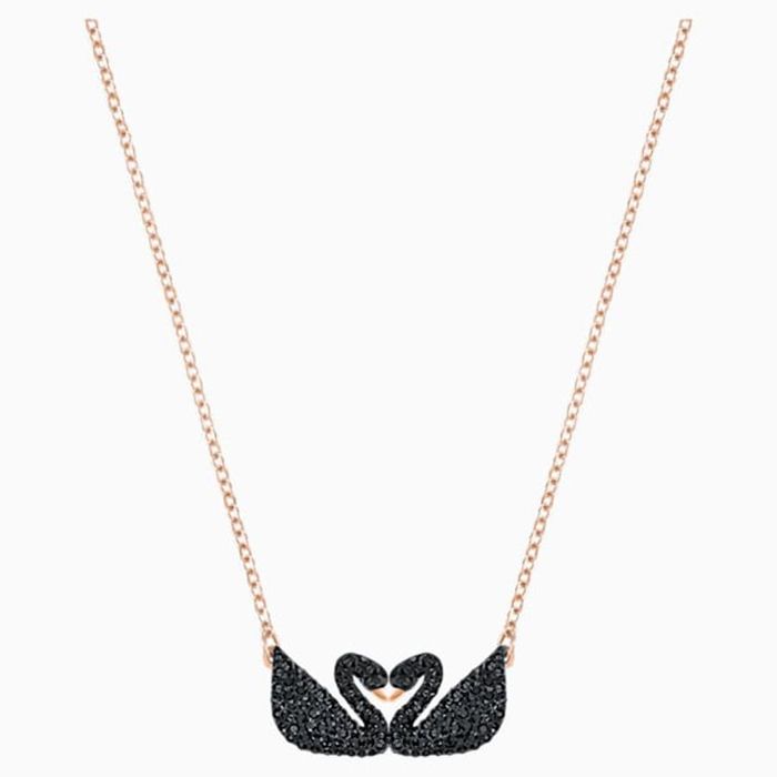 Dây Chuyền Swarovski Iconic Swan Necklace, Black, Rose-Gold Tone Plated 5296468 Thiên Nga