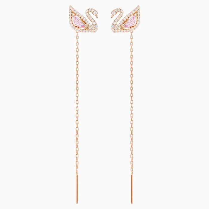 Khuyên Tai Swarovski Dazzling Swan Pierced Earrings, Multi-Colored, Rose-Gold Tone Plated 5469990