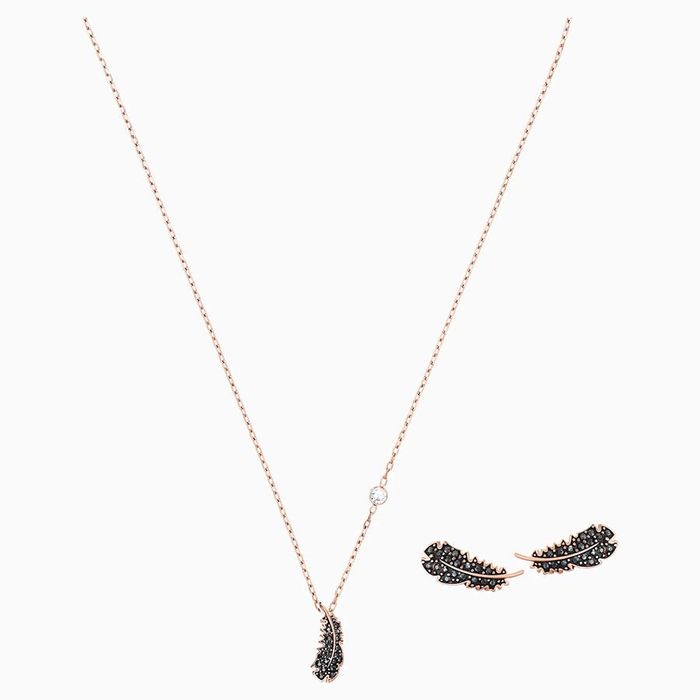 Set Dây Chuyền Và Khuyên Tai Swarovski Naughty Set, Black, Rose-Gold Tone Plated