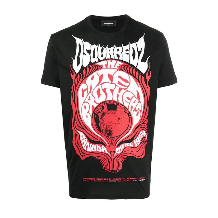 Áo Phông Dsquared2 Retro Caten Brothers Print T-shirt Màu Đen