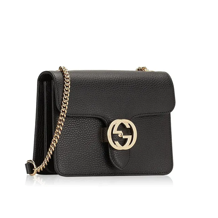 Túi Đeo Chéo Gucci Interlocking Leather Chain Crossbody Black Mà