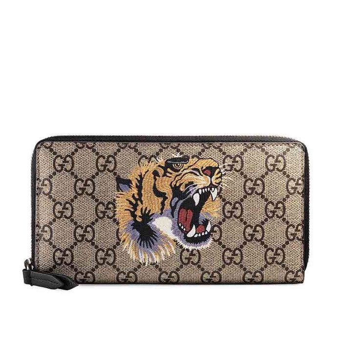 Ví Cầm Tay Gucci Tiger Print GG Supreme Wallet