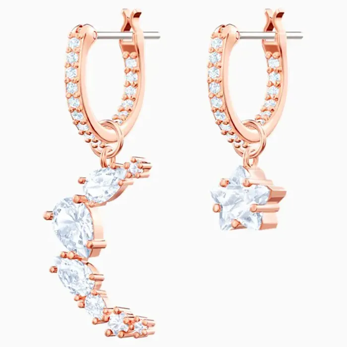Khuyên Tai Swarovski Moonsun Drop Pierced Earrings, White, Rose-Gold Tone Plated