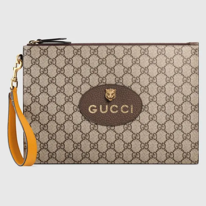 Túi Cầm Tay Gucci Neo Vintage GG Supreme Pouch Màu Nâu