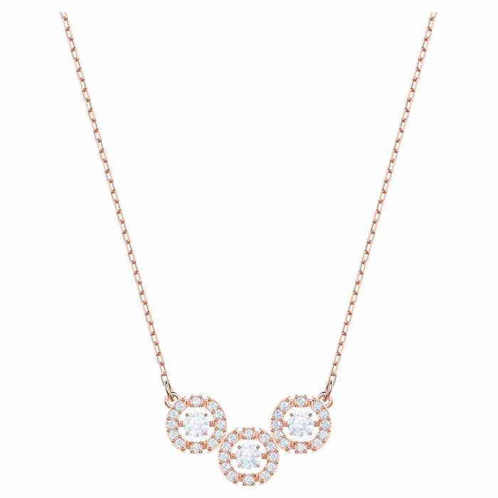 Dây Chuyền Swarovski Sparkling Dance Trilogy Necklace White Rose-gold Tone Plated