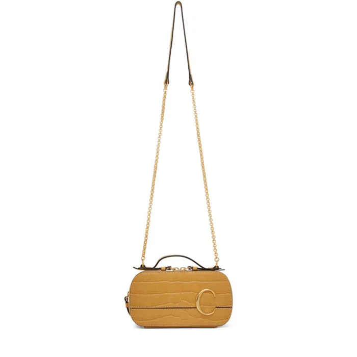 Túi Xách Chloé Yellow Croc Mini Chloe C Vanity Bag In 746 Honey G Màu Vàng