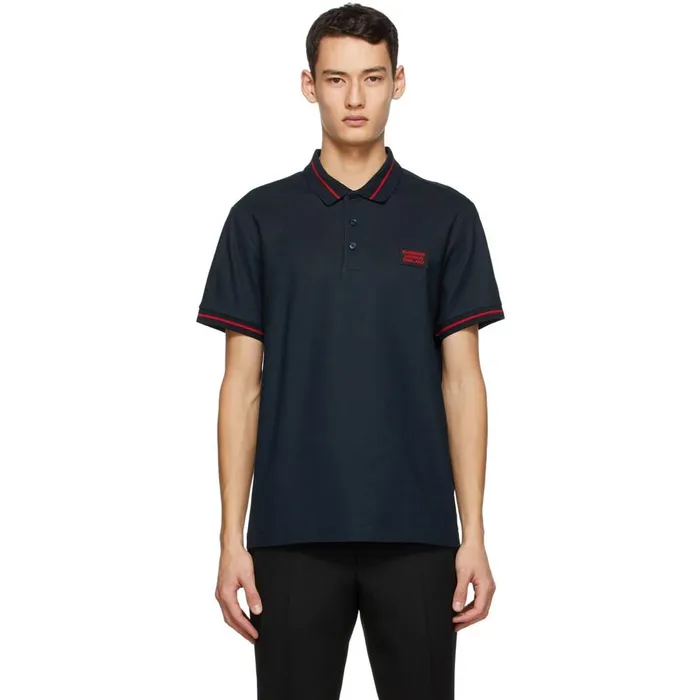 Áo Thun Nam Burberry Logo Appliqué Polo Shirt Màu Xanh Navy Size S