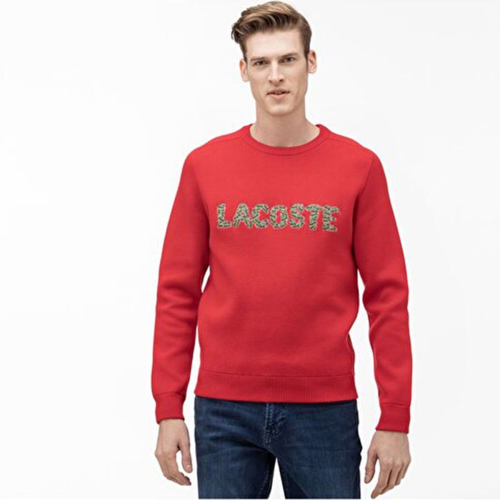 Áo Len Lacoste Erkek Croco Magic Desenli Triko Màu Đỏ Size XS