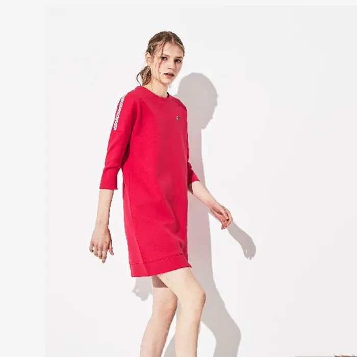 Váy Lacoste Women's Sport Logo Tennis Sweatshirt Dress Màu Đỏ Hồng