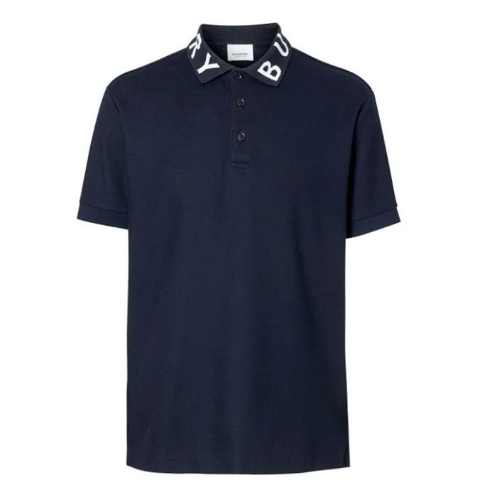 Áo Burberry Polo Logo Intarsia Cotton Piqué Polo Shirt Màu Xanh Navy Size XL