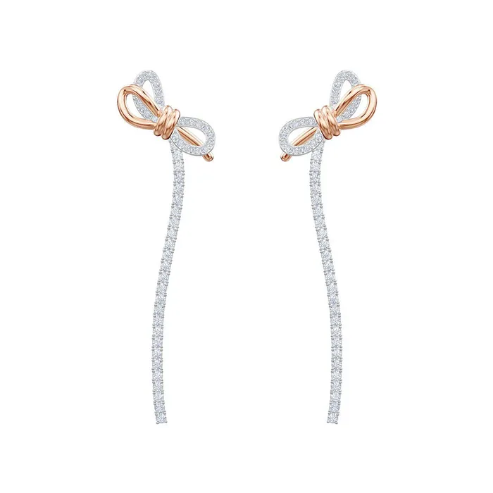 Khuyên Tai Nữ Swarovski Lifelong Bow Earring 5447083 Metal Pink Gold Màu Vàng Hồng