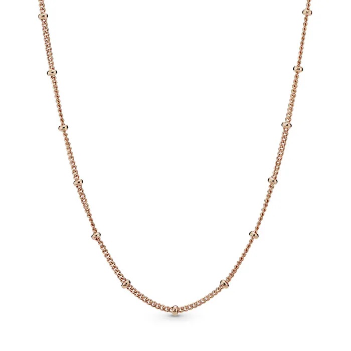 Dây Chuyền Pandora Beaded Chain Necklace 387210-70 Mạ Vàng Hồng 14K