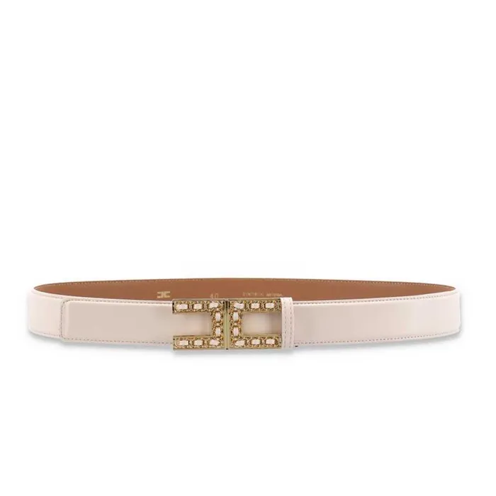 Thắt Lưng Elisabetta Franchi Logo Plaque Buckle Belt Màu Trắng Size 44