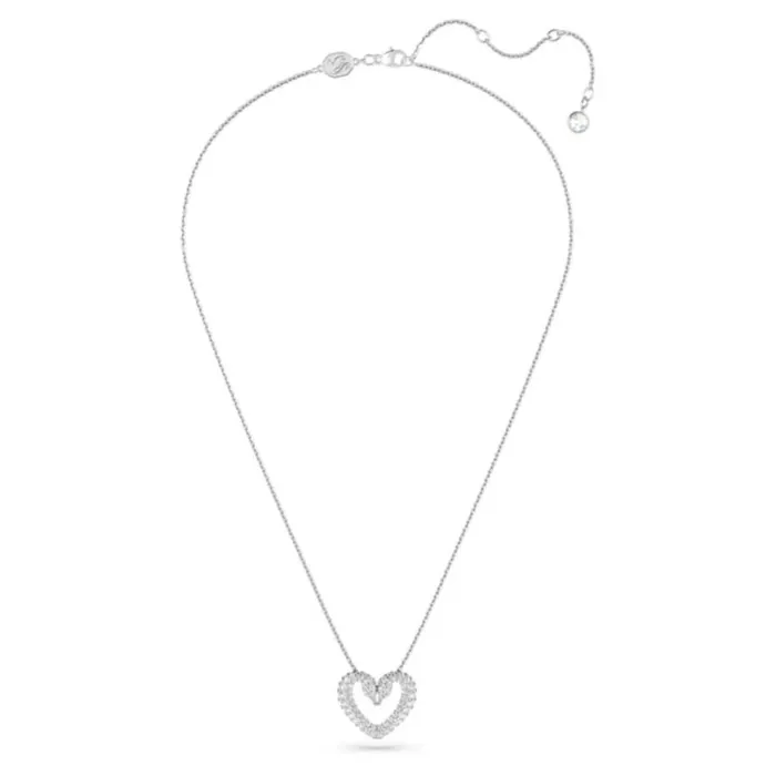 Dây Chuyền Swarovski Una Pendant Heart, Small, White, Rhodium Plated 5625533 Màu Bạc