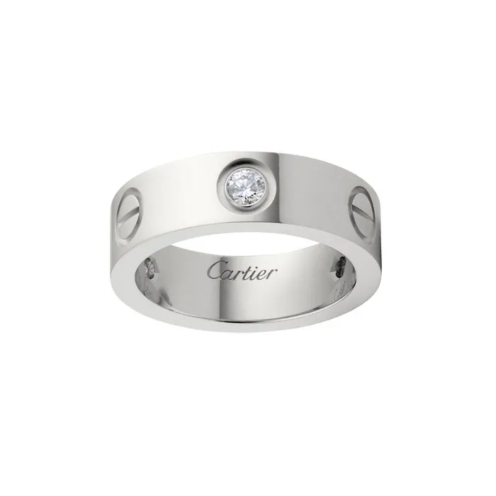 Nhẫn Jewery Luxury Love Vàng Trắng 3 Viên Kim Cương Size 13