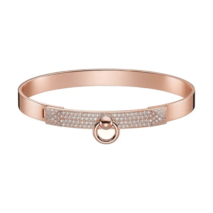 Vòng Đeo Tay Hermès Collier De Chien Đính 170 Kim Cương Vàng Hồng