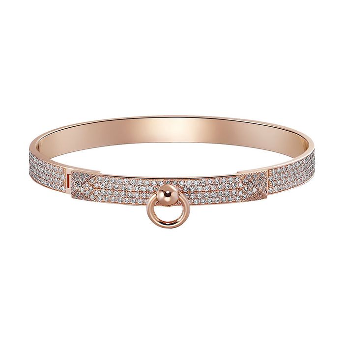 Vòng Đeo Tay Hermès Collier De Chien Đính 476 Kim Cương Vàng Hồng