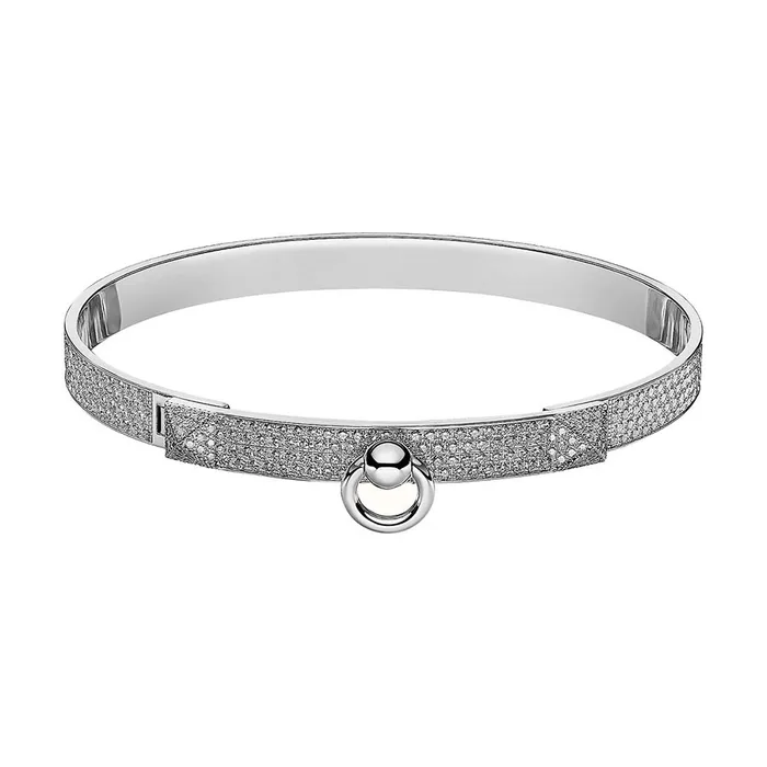 Vòng Đeo Tay Hermès Collier De Chien Đính 476 Kim Cương Vàng Trắng