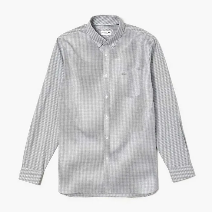 Áo Sơ Mi Nam Lacoste Long Camicia Uomo Cotone Quadro CH9982 - 00 Size 39 Màu Xám