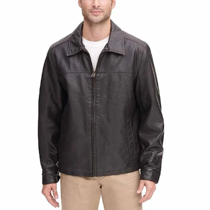 Áo Khoác Da Nam Dockers James Faux Leather Jacket Màu Nâu Đen
