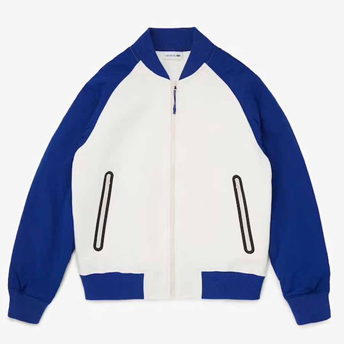 Áo Khoác Lacoste Men’s Quilted Sleeve Bimaterial Teddy Jacket Màu Trắng Phối Xanh Size 52