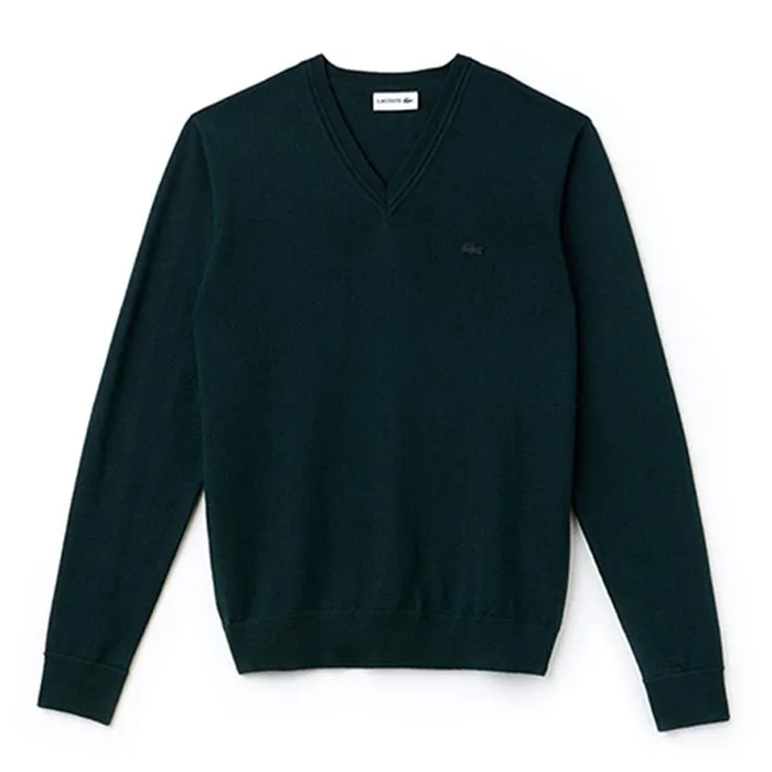 Áo Len Lacoste Men's V-Neck Wool Jersey Sweater Màu Xanh Green Size M