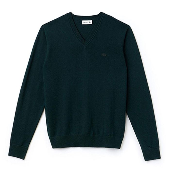 Áo Len Lacoste Men's V-Neck Wool Jersey Sweater Màu Xanh Green Size XS