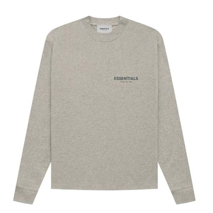 Áo Nỉ Fear Of God Essentials Long Sleeve Tee Dark Heather Oatmeal Màu Xám