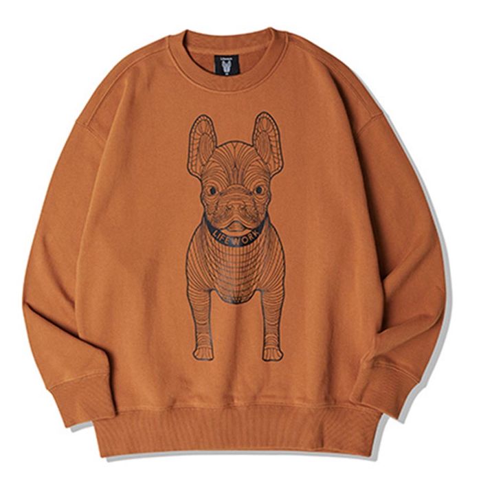 Áo Nỉ Sweater LifeWork Radoc Big Logo Sweatshirt Brown Màu Nâu