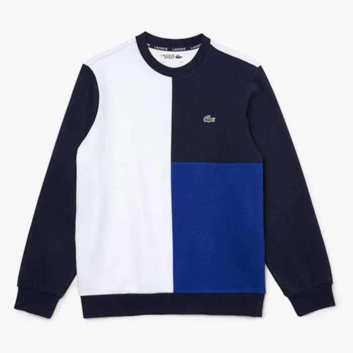 Áo Nỉ Men's Lacoste Sport Tri-Colorblock Cotton Blend Sweatshirt Màu Xanh Navy/Blue/Trắng Size M